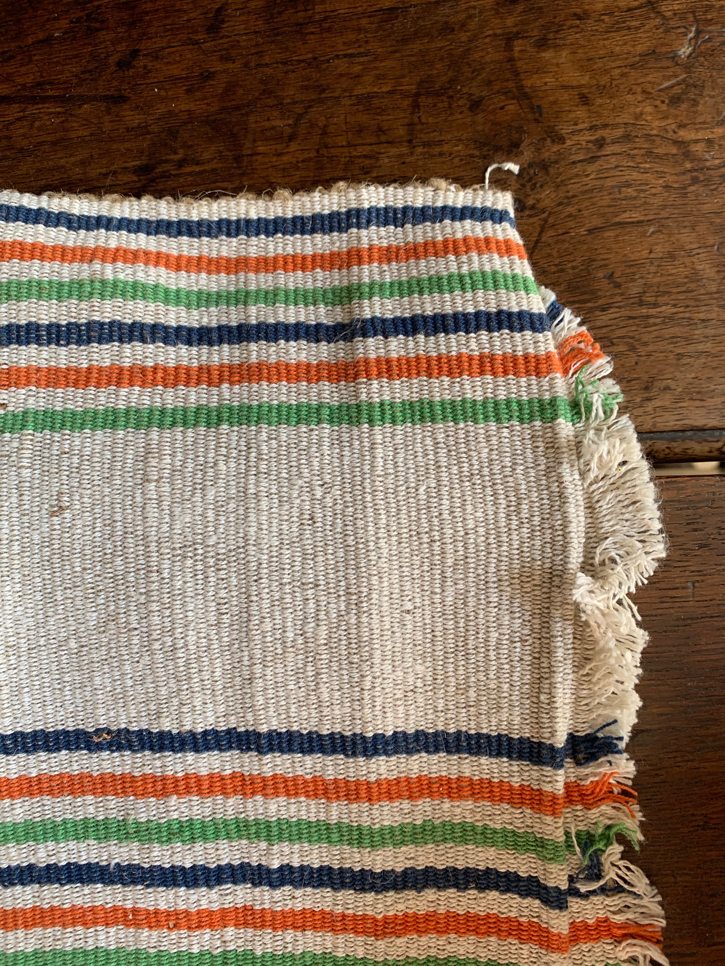 Warden Jute Runner - Orange, Blue and Green Stripes