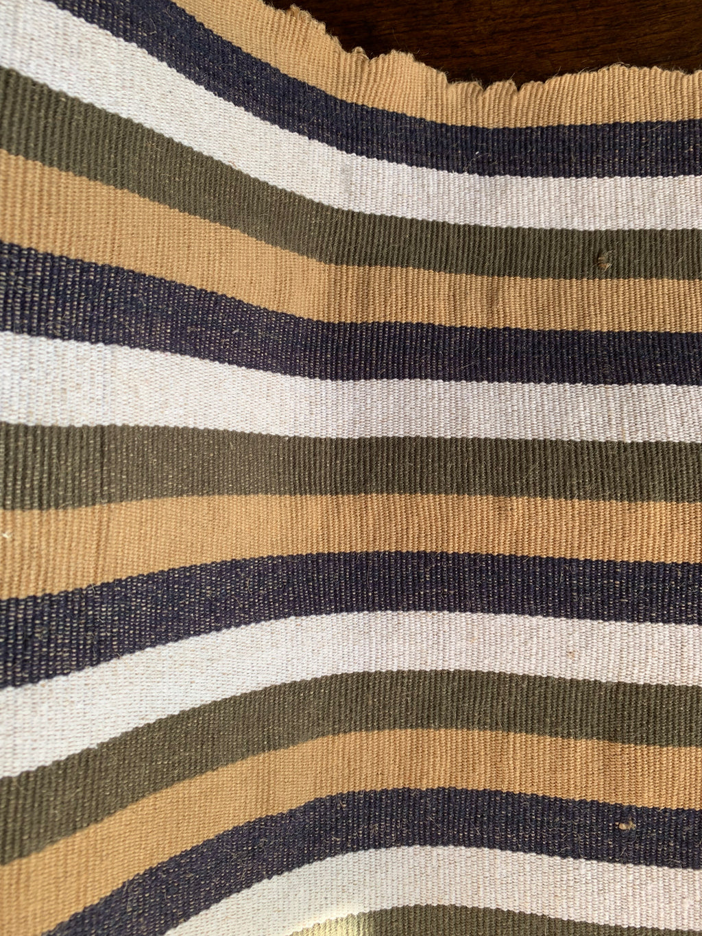 Broom Jute Runner - Blue, Olive Green, Natural Jute, Off white Stripes