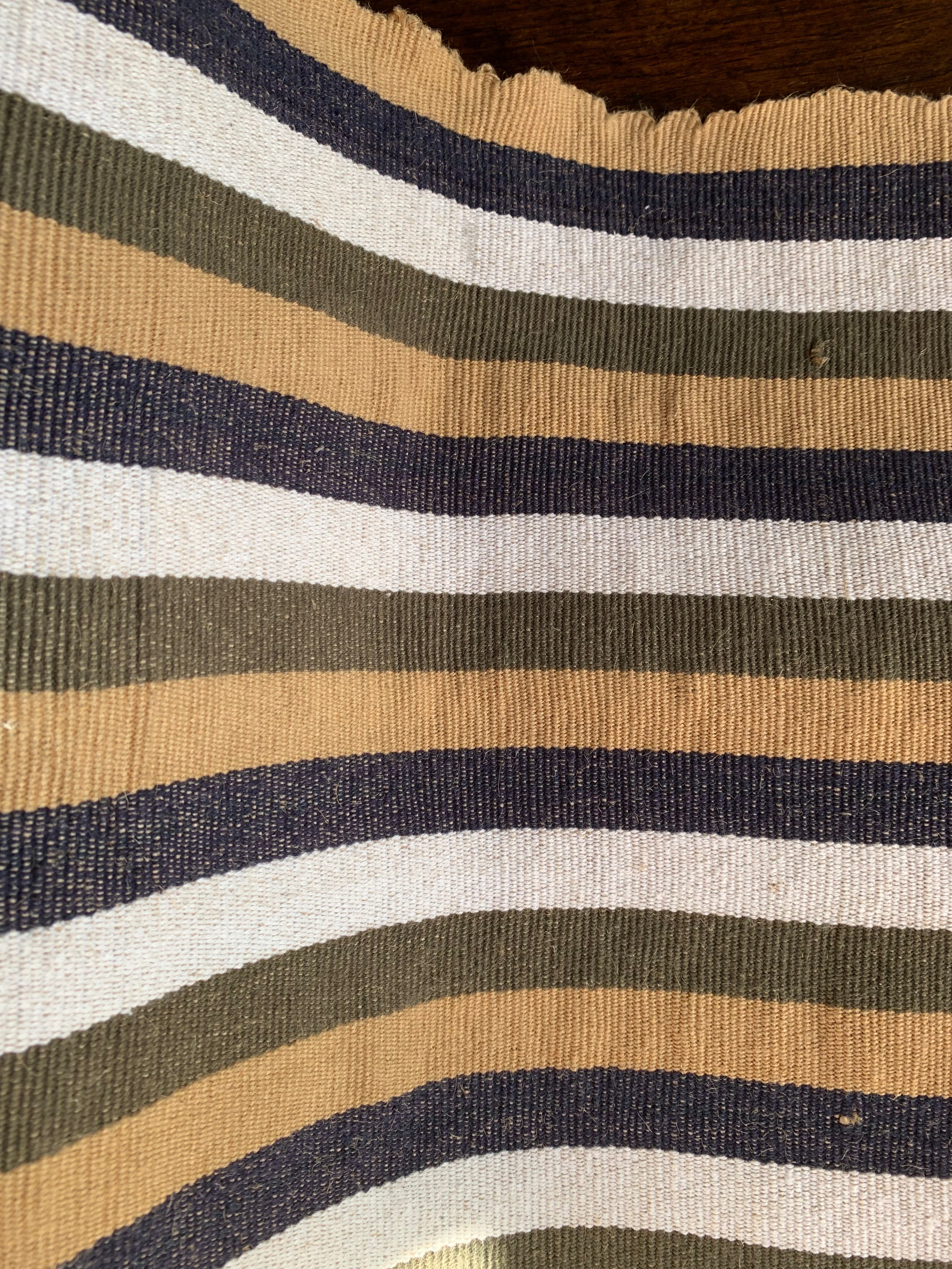 Broom Jute Runner - Blue, Olive Green, Natural Jute, Off white Stripes