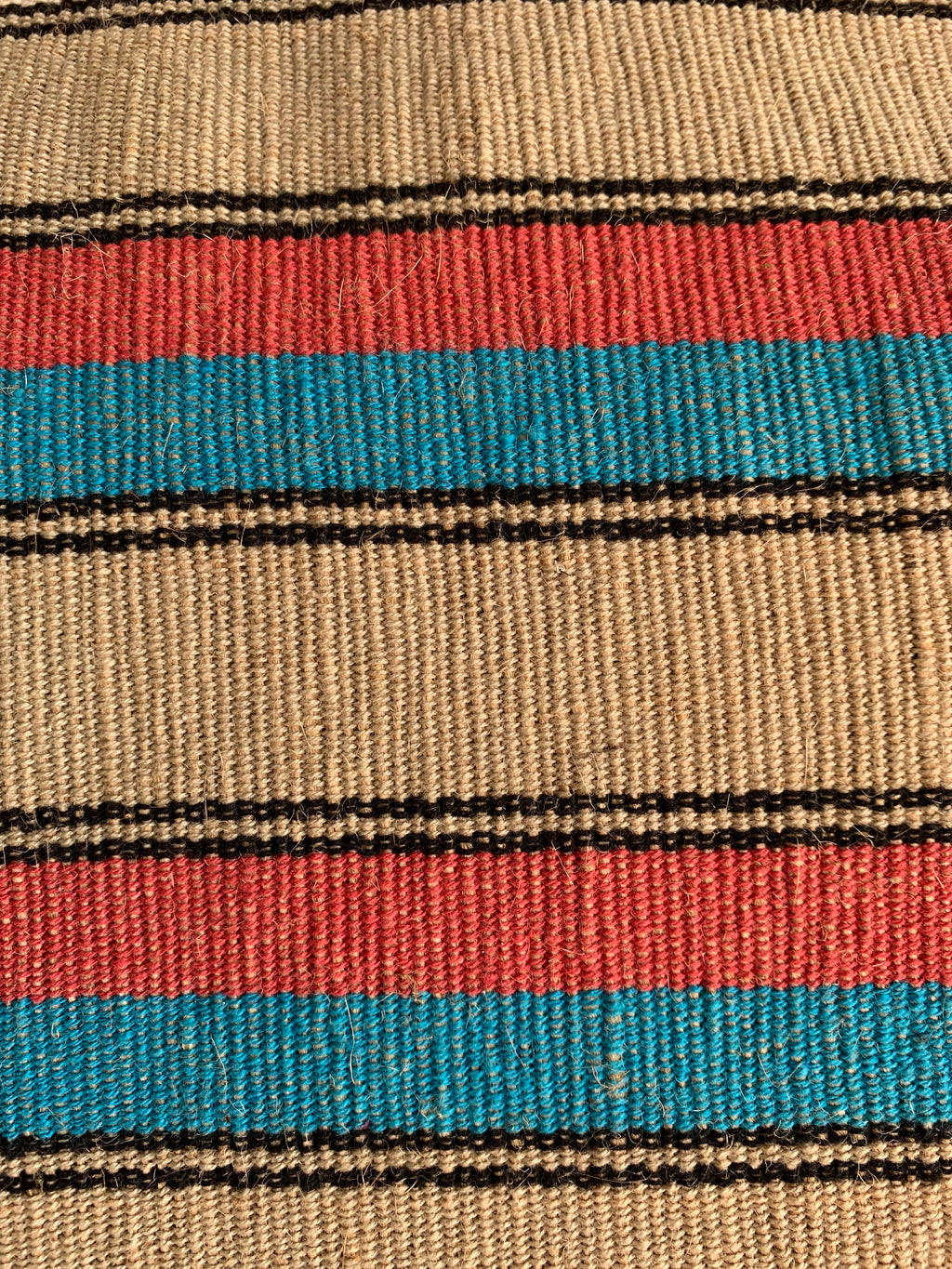 Tad Jute Runner - Natural with Rose and Tourquoise Stripes