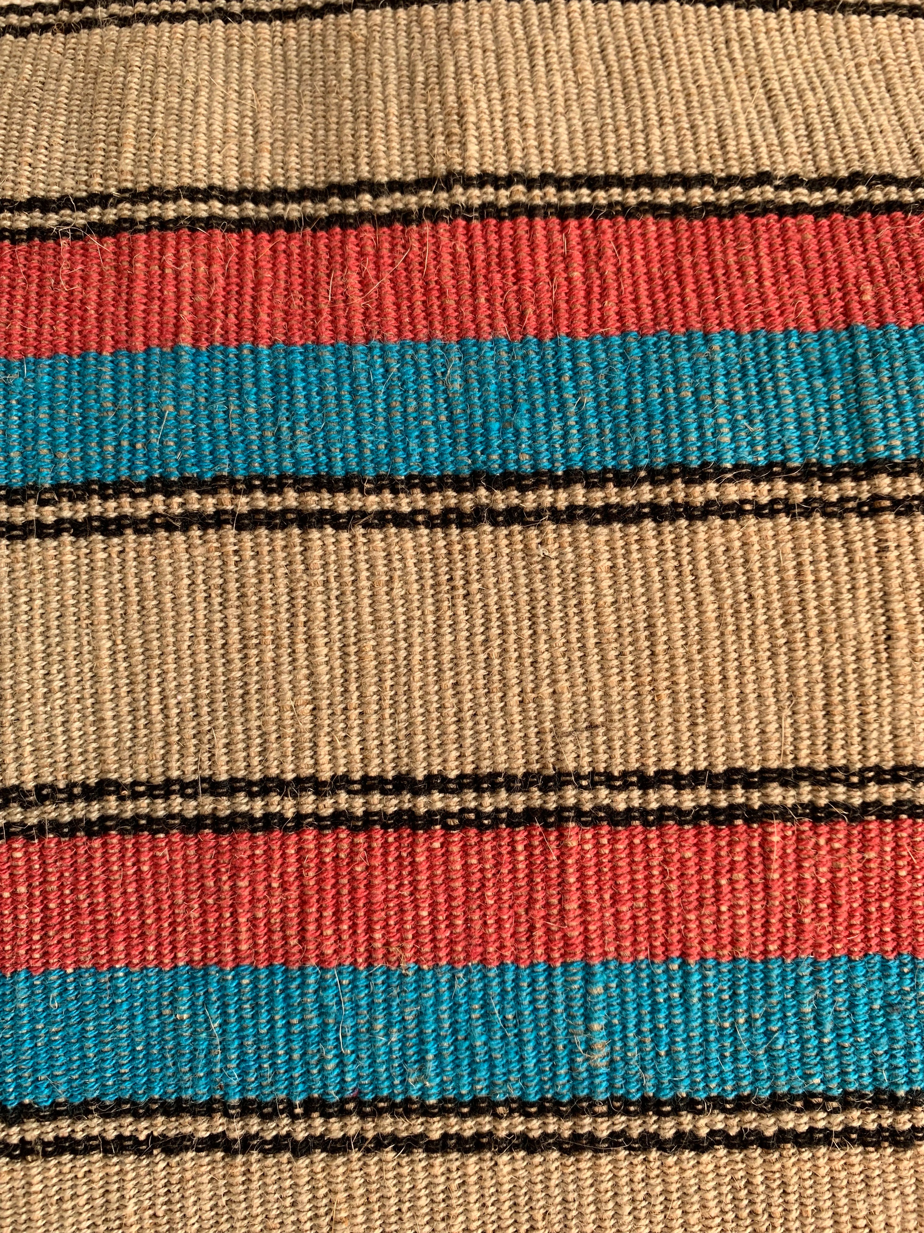 Tad Jute Runner - Natural with Rose and Tourquoise Stripes