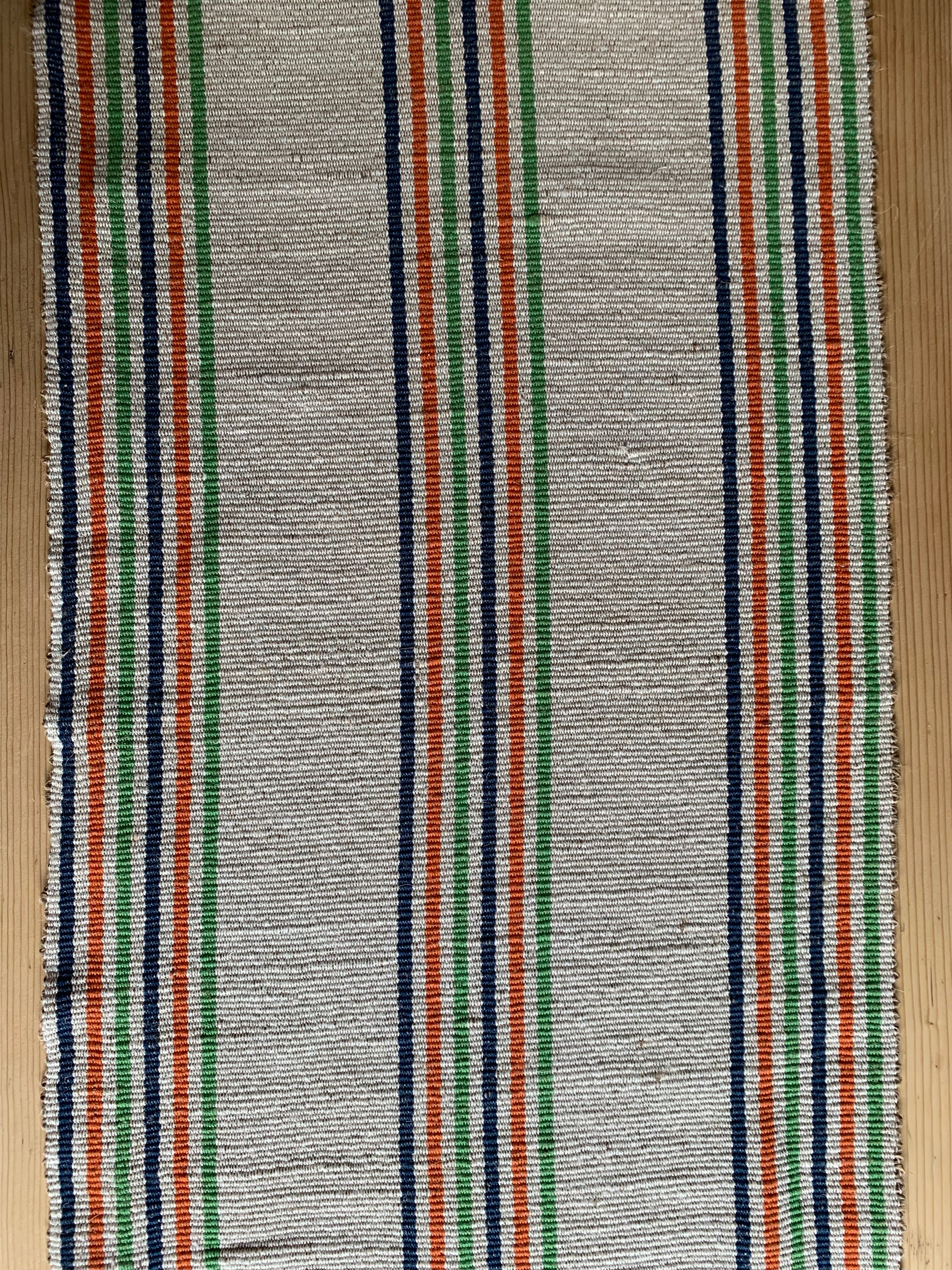 Warden Jute Runner - Orange, Blue and Green Stripes
