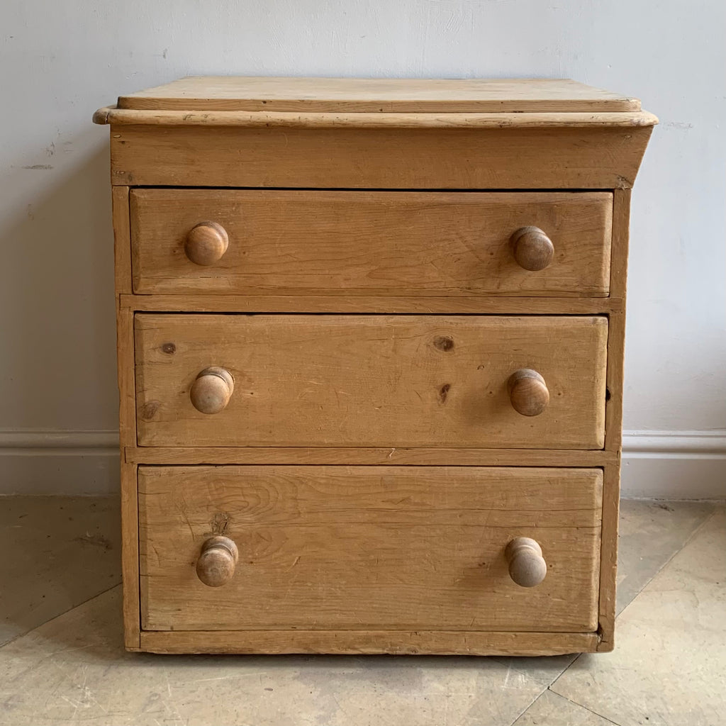 Antique Pine 3 Drawer Chest of Drawers