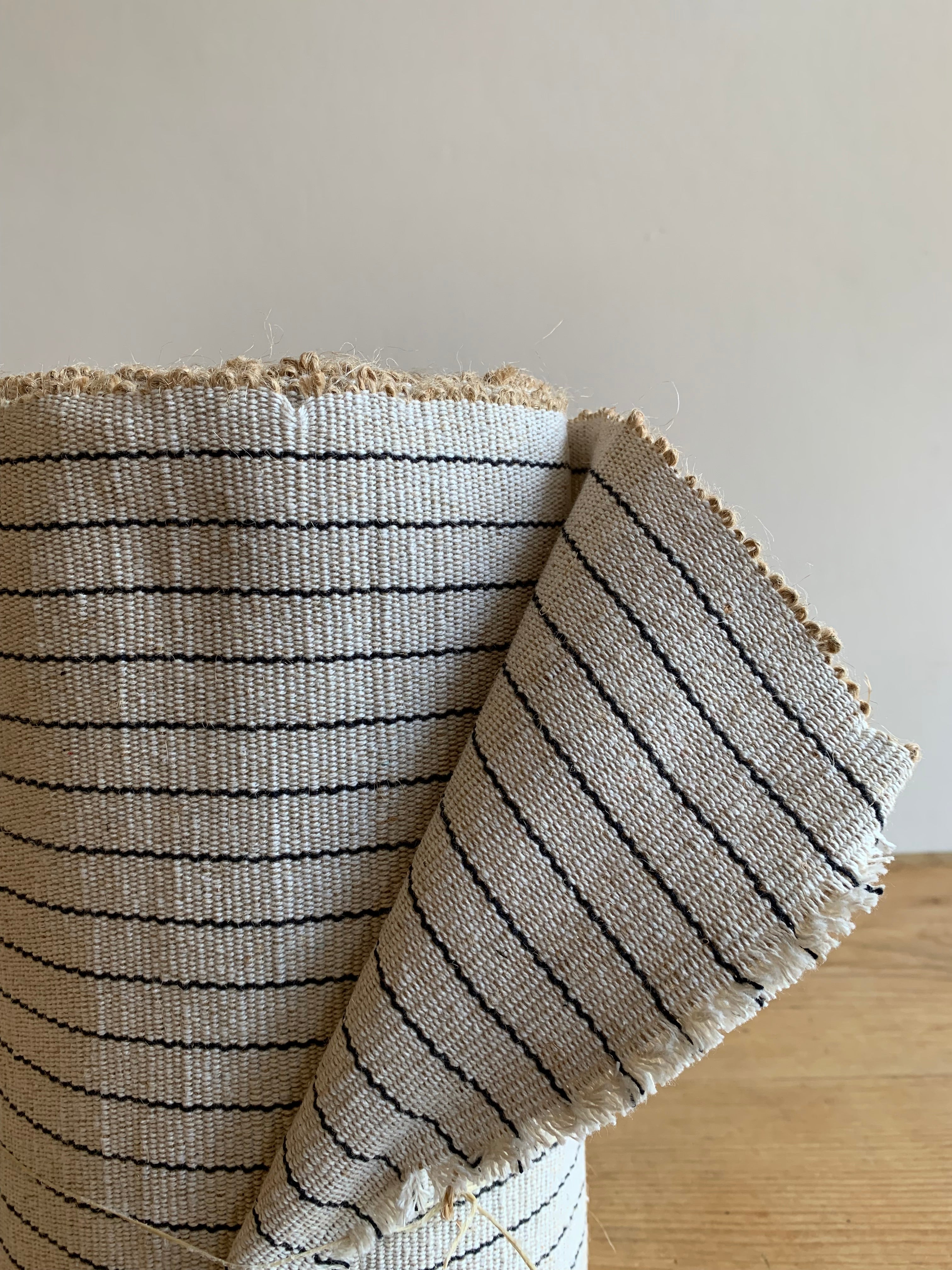 Millow Jute Runner - Natural with Fine Black Stripe