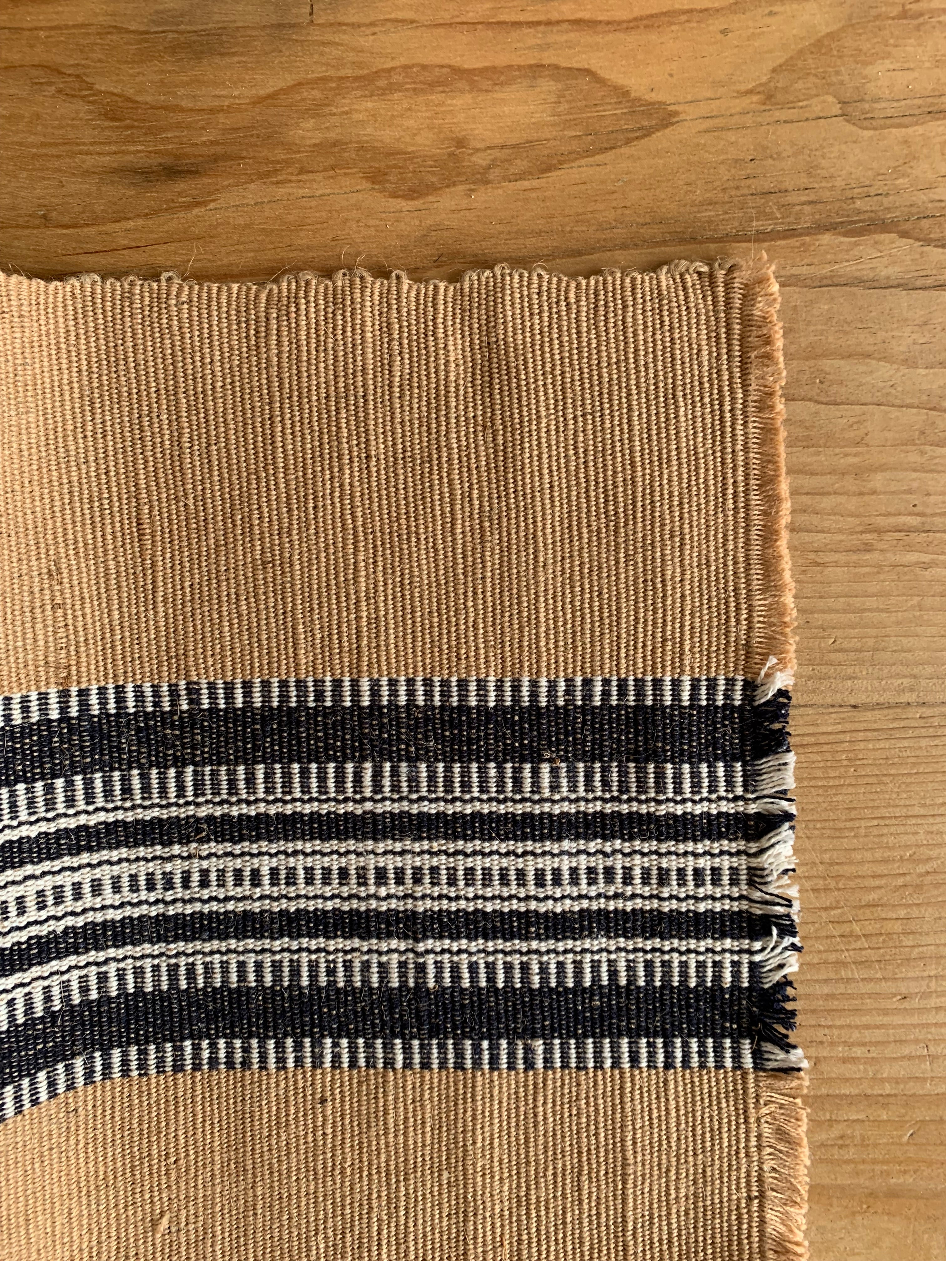 Wrest Jute Runner - Natural Jute with Indigo Blue Pattern