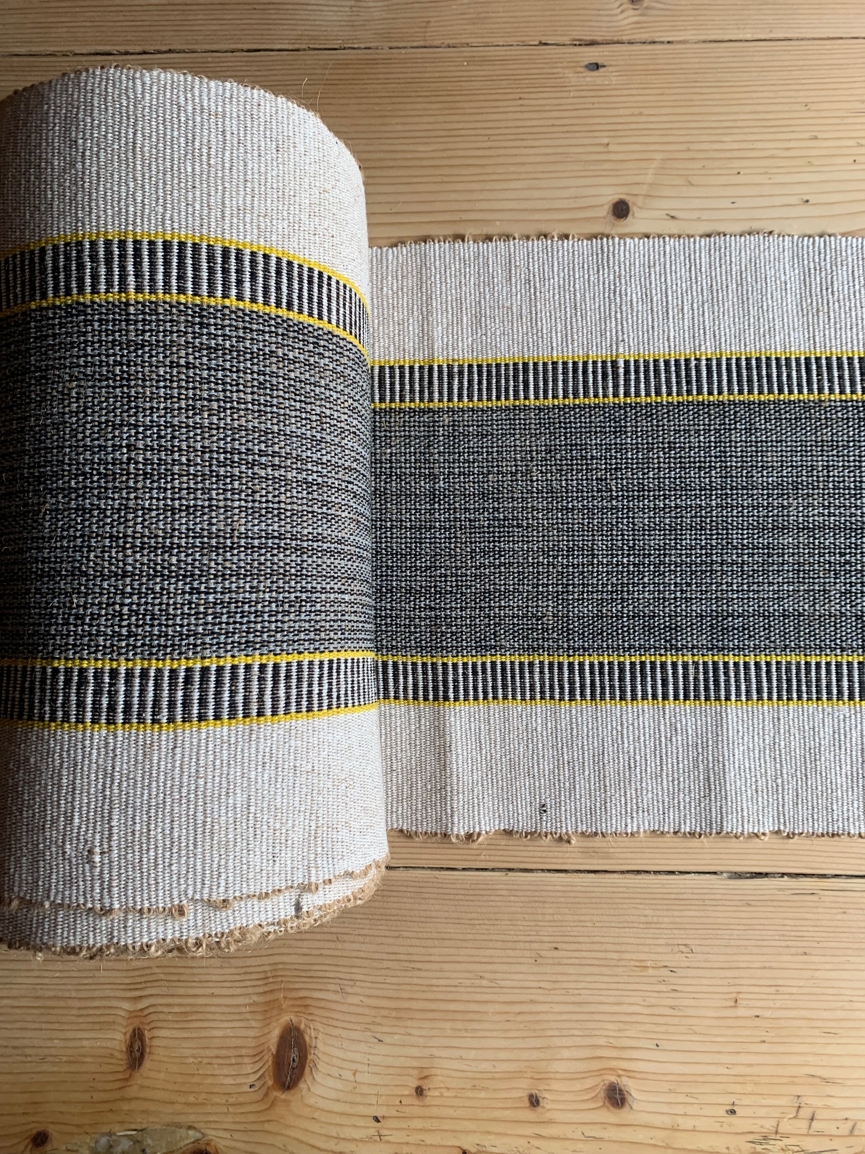 Hatch Jute Runner - Cream, Charcoal and Flash of Yellow